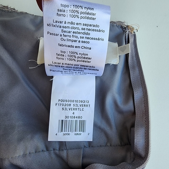 DAVIDS BRIDAL Silver Gray Bridesmaid Halter Tie Strapless Dress Nylon Mesh Sz 4 - Picture 9 of 14